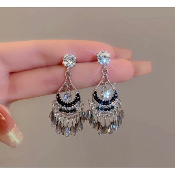 Ethnic style rhinestone tassel earrings retro earrings - Picture 4 of 6